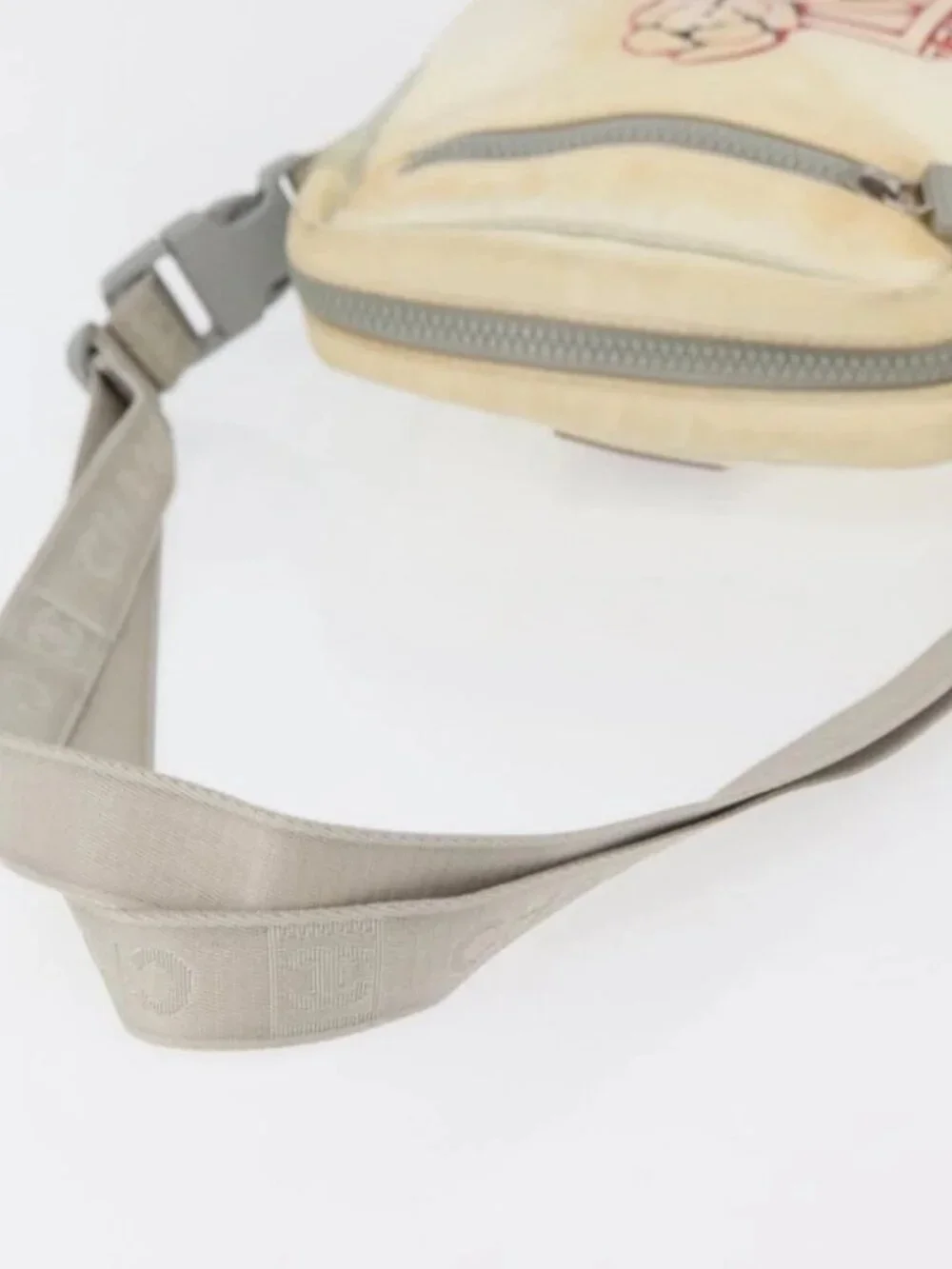 CHANEL Sports Line Shoulder Bag Nylon White Silver CC Auth bs34864